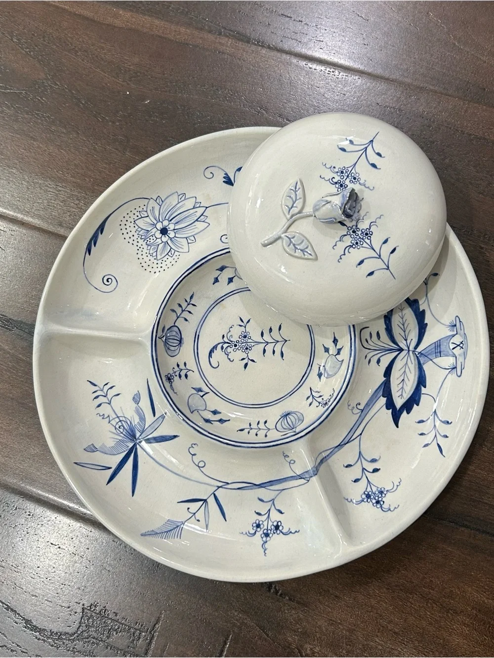 Vintage Meissen White Blue Porcelain Serving Platter